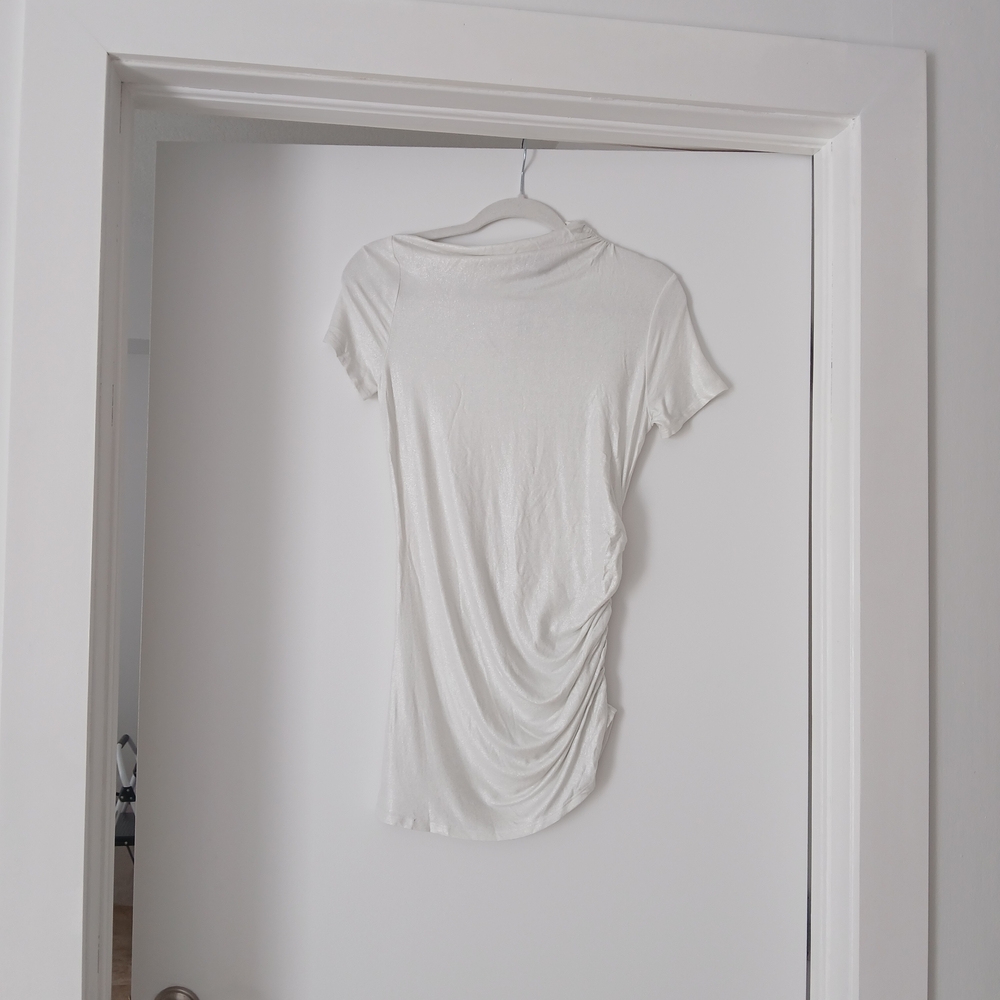 Express White Short-Sleeve Ruched Side Tee NWT